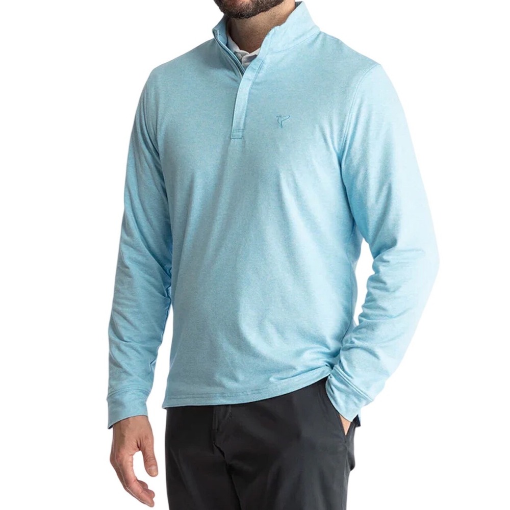 Birddogs Chef Goldblum Mens XL Light Blue Heathered Quarter Zip Pullover Top